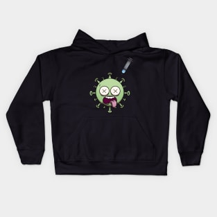 Dead Corona Virus Character Injected With Vaccine Kids Hoodie